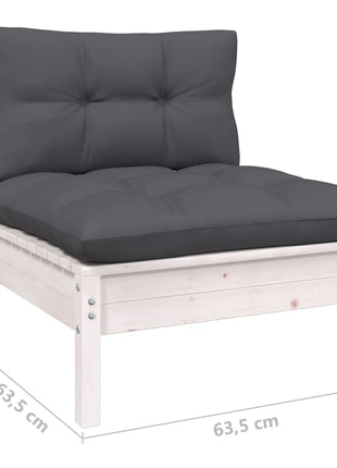 6-delige Loungeset met kussens grenenhout wit