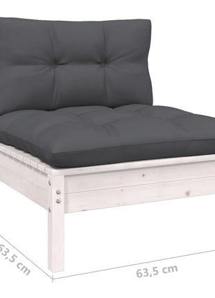 6-delige Loungeset met kussens grenenhout wit