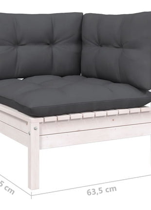 6-delige Loungeset met kussens grenenhout wit