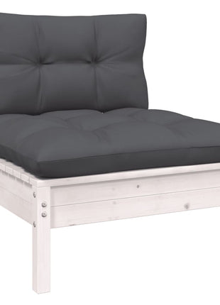 6-delige Loungeset met kussens grenenhout wit