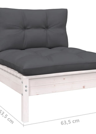6-delige Loungeset met kussens grenenhout wit