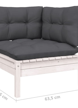6-delige Loungeset met kussens grenenhout wit