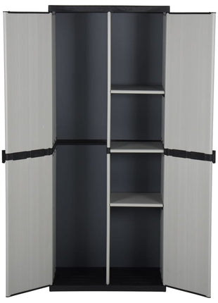 Tuinkast Met 3 Schappen 68X40X168 Cm Grijs En Zwart