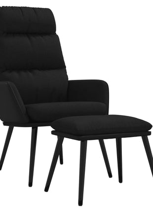 Relaxstoel met voetenbank stof en kunstleer zwart