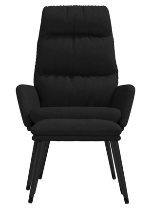 Relaxstoel met voetenbank stof en kunstleer zwart