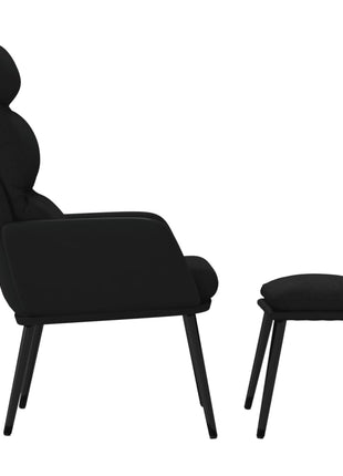 Relaxstoel met voetenbank stof en kunstleer zwart