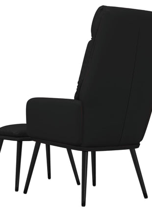 Relaxstoel met voetenbank stof en kunstleer zwart