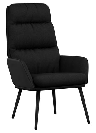 Relaxstoel met voetenbank stof en kunstleer zwart