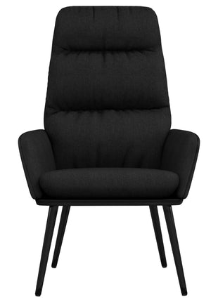 Relaxstoel met voetenbank stof en kunstleer zwart