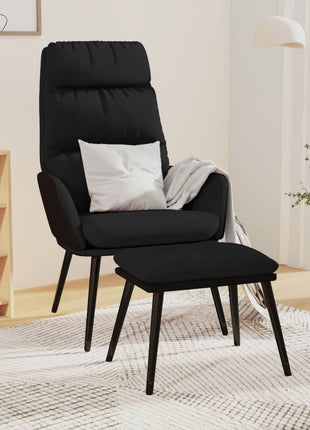 Relaxstoel met voetenbank stof en kunstleer zwart