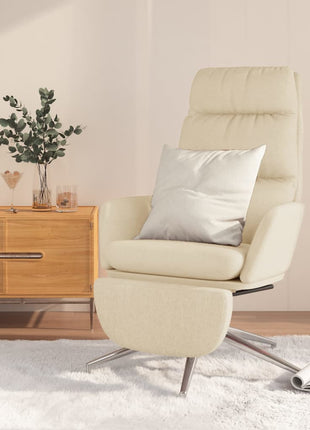Relaxstoel met voetensteun stof crèmekleurig