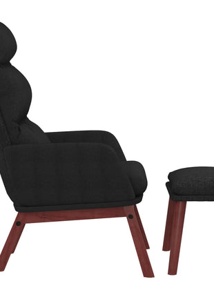 Relaxstoel met voetenbank stof zwart