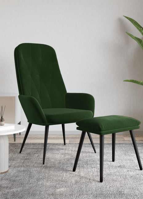 Relaxstoel met voetenbank fluweel donkergroen