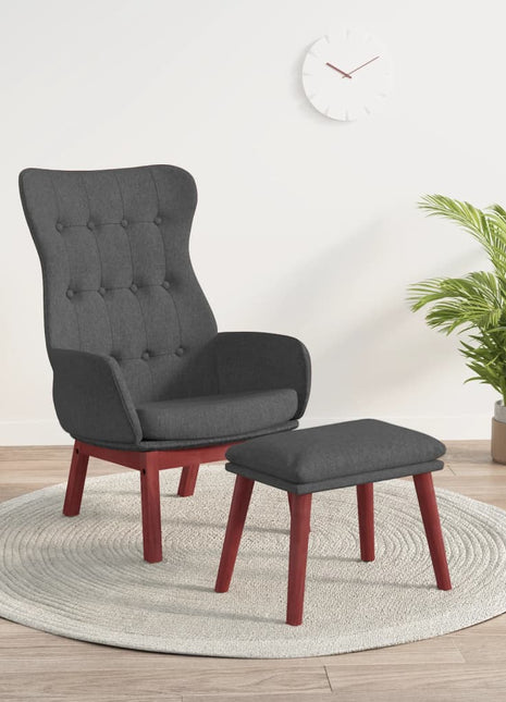 Relaxstoel met voetenbank stof donkergrijs