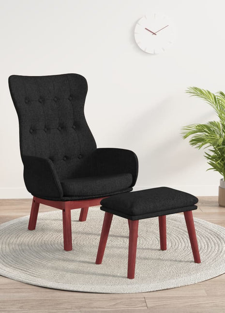 Relaxstoel met voetenbank stof zwart
