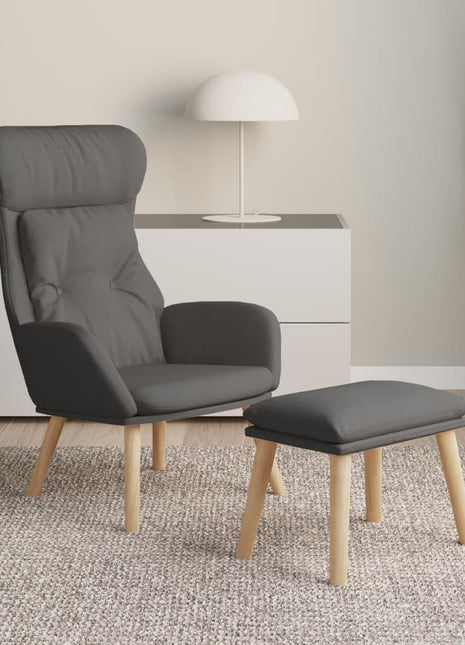 Relaxstoel met voetenbank stof donkergrijs