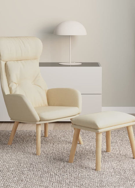 Relaxstoel met voetenbank stof crèmekleurig