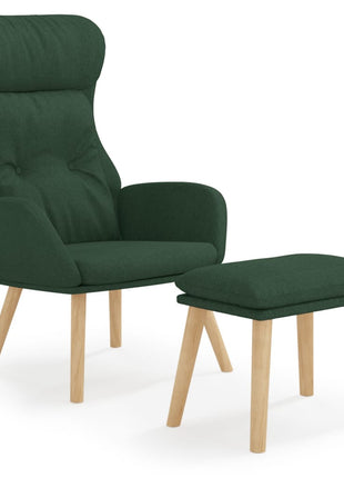 Relaxstoel met voetenbank stof donkergroen