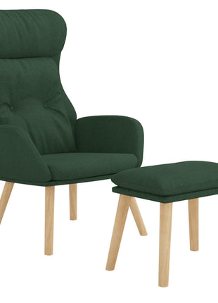Relaxstoel met voetenbank stof donkergroen
