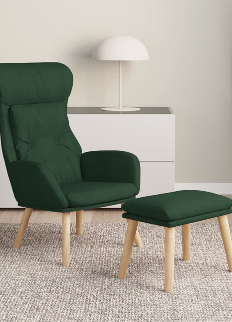 Relaxstoel met voetenbank stof donkergroen
