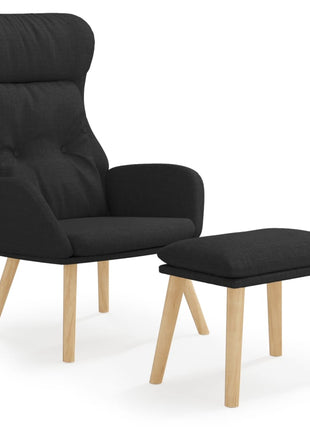 Relaxstoel met voetenbank stof zwart