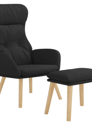 Relaxstoel met voetenbank stof zwart