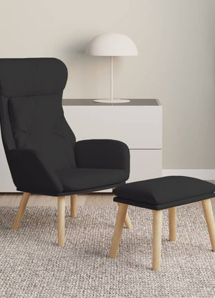 Relaxstoel met voetenbank stof zwart