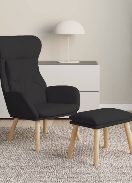 Relaxstoel met voetenbank stof zwart