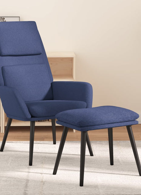 Relaxstoel met voetenbank stof blauw