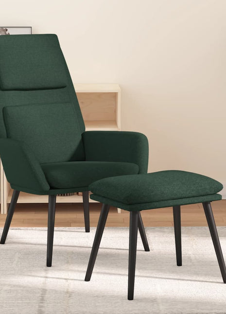 Relaxstoel met voetenbank stof donkergroen