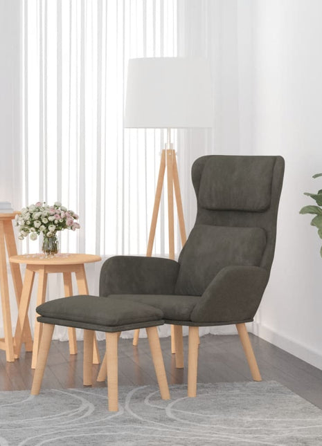 Relaxstoel met voetenbank fluweel donkergrijs