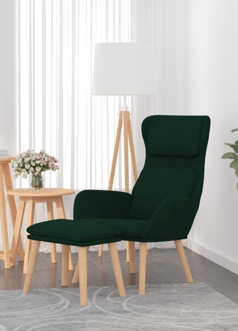 Relaxstoel met voetenbank fluweel donkergroen
