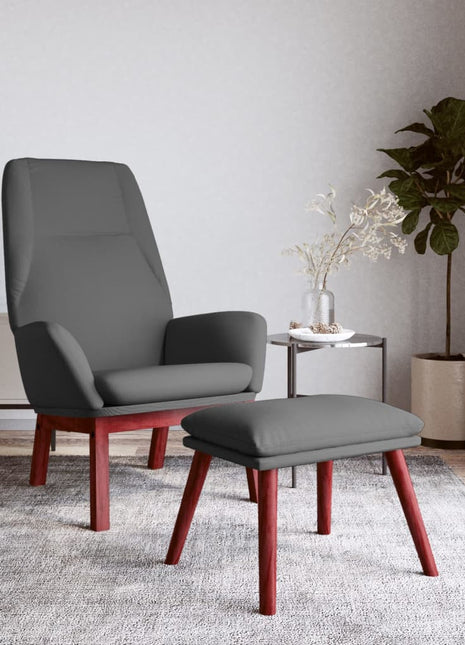 Relaxstoel met voetenbank stof donkergrijs