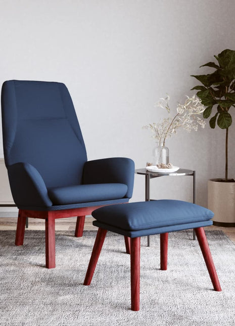 Relaxstoel met voetenbank stof blauw