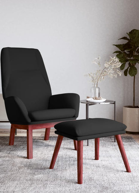Relaxstoel met voetenbank stof zwart