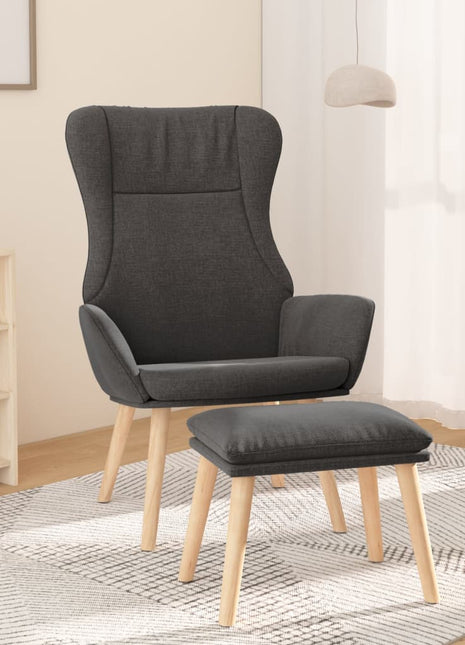 Relaxstoel met voetenbank stof donkergrijs