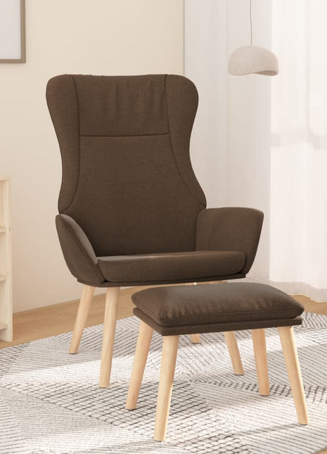 Relaxstoel met voetenbank stof bruin