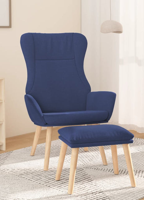 Relaxstoel met voetenbank stof blauw