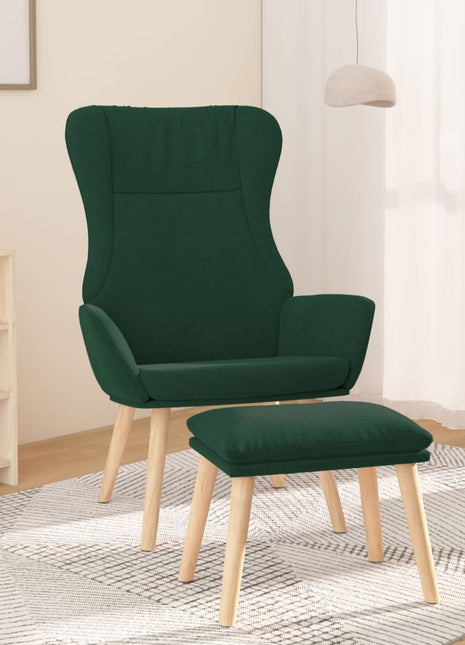 Relaxstoel met voetenbank stof donkergroen