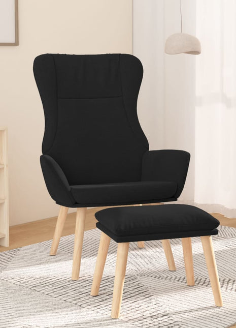 Relaxstoel met voetenbank stof zwart
