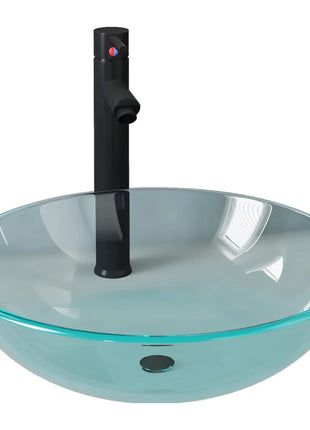 Wastafel Met Kraan En Pop-Up Afvoer Gehard Glas Transparant