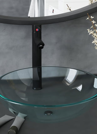 Wastafel Met Kraan En Pop-Up Afvoer Gehard Glas Transparant