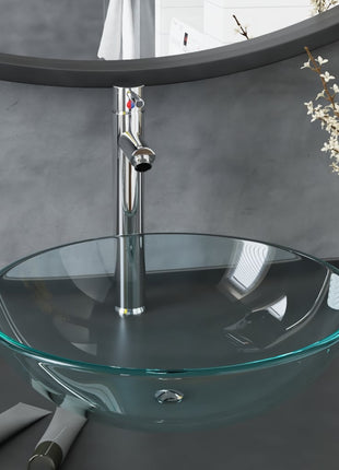 Wastafel Met Kraan En Pop-Up Afvoer Gehard Glas Transparant