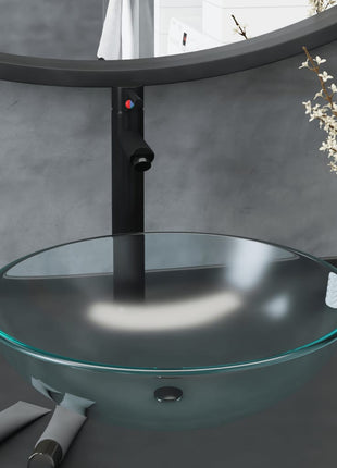 Wastafel Met Kraan En Pop-Up Afvoer Gehard Glas Transparant