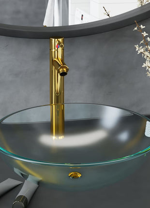 Wastafel Met Kraan En Pop-Up Afvoer Gehard Glas Transparant
