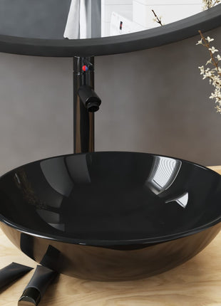 Wastafel Met Kraan En Pop-Up Afvoer Gehard Glas Transparant