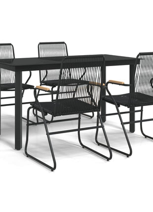5-Delige Tuinset Pvc-Rattan Zwart