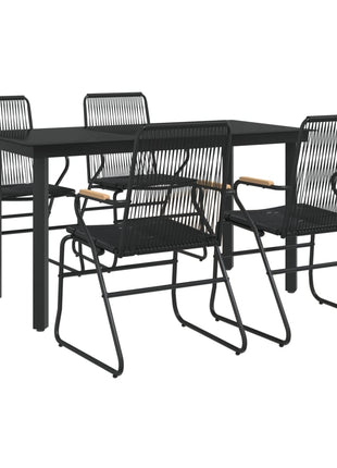 5-Delige Tuinset Pvc-Rattan Zwart