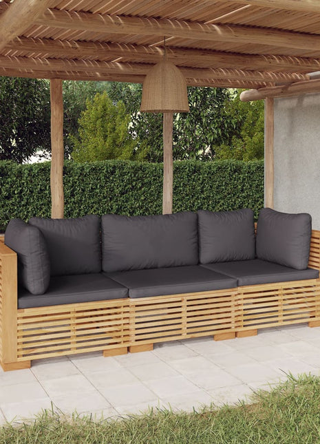 Loungeset Met Kussens Massief Teakhout