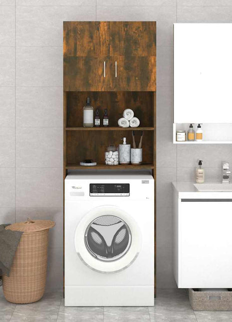 Wasmachinekast 64x25,5x190 cm gerookt eikenkleurig